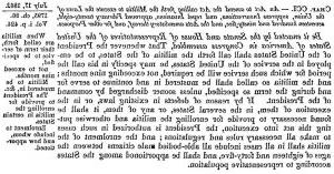 A detail of a page showing18 lines of black typeset text with a small column on the right also filled with text.